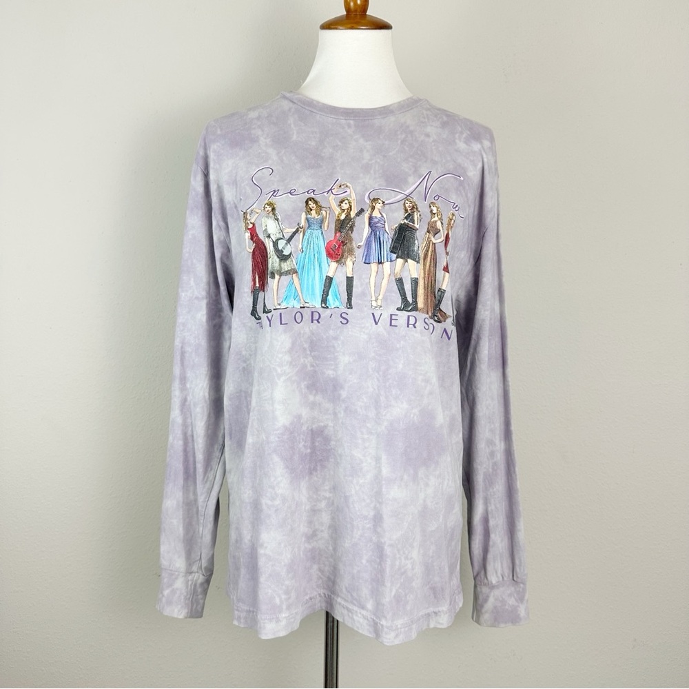 Speak Now Eras Top Medium Purple Tie Dye Long Sleeve Crewneck Ringspun Cotton